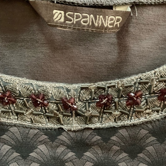 SPANNER Stretchy Long Sleeve Top With Embellished Collar Size S - Picture 5 of 7